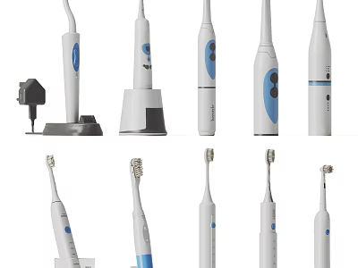Electric Toothbrushes With Replacement Heads And Charger For Daily Personal Care Use 3d model