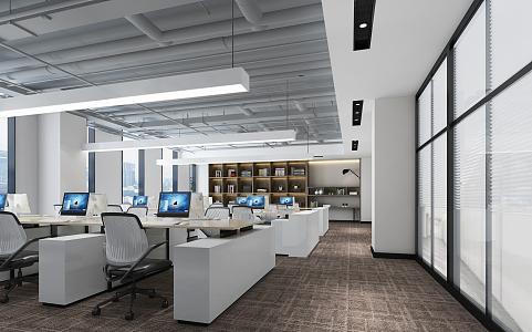 modern public office area office area 3d model