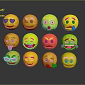 Yellow Emoji Decorative Ornaments Set With Various Facial Expressions For Home Decor