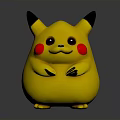 Cute Yellow Pikachu Character With Red Cheeks Black Ears And Small Claws 3d model