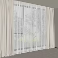 Elegant Light Beige Curtains With Sheer Layers For Floor To Ceiling Windows 3d model