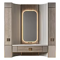 Sleek Modern Bathroom Vanity Design With Lighted Mirror Wooden Cabinets And Marble Countertop