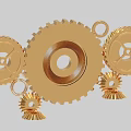 Golden Industrial Equipment Mechanical Gears With Large Small Gears And Circular Rings