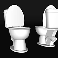 White Toilet With Open Lid Two Units In Different Angles Bathroom Fixture