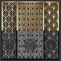 Decorative Room Dividers With Geometric Patterns And Gold Black Ornate Designs