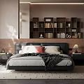 Modern Bedroom Interior Design With Black Headboard Bed White Curtains And Gray Blanket