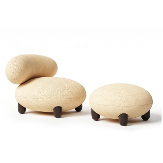 Modern Single Sofa Children's Stool Low Stool Wooden Stool Small Stool Cream Stool 3d model