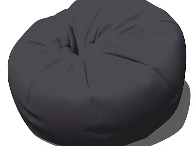Black Round Fabric Bean Bag Chair With Comfortable Pleated Design For Living Room 3d model