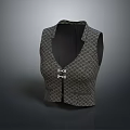 Stylish Patterned Sleeveless Vest With V Neck Buttons And Pockets
