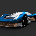 Blue Concept Sports Car With Sleek Aerodynamic Body And Large Alloy Wheels