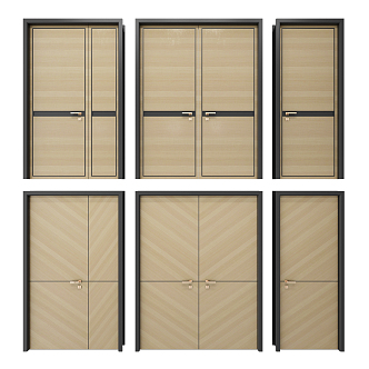 Modern double door sub-parent door double door single door combination 3d model