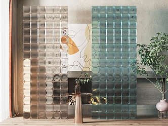 Modern glass brick glass brick partition screen 3d model