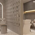 Modern Hair Salon Interior With White Chairs Round Mirrors Open Layout And Upper Floor Seating
