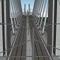 Modern Cable Stayed Bridge With Tall Towers Steel Cables Roadway Railings And Street Lamps