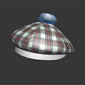 Plaid Beret With White Brim And Pom Pom Fashion Accessory Design