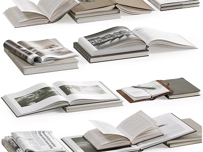 Assorted Open Books And Magazines Collection With Diverse Covers And Pages 3d model