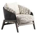 Modern Vintage Patterned Fabric Upholstered Leisure Chair With Sturdy Solid Wood Legs For Living Room