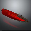 Red Watercraft Hull With Metal Frame And Deck Details For Marine Activities