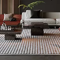 Sophisticated Modern Living Room Interior Design With Leather Sofa Metal Coffee Table And Art Decor