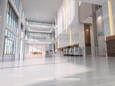 Modern Hotel Lobby Interior With Spacious Design Bright Lighting And Reception Desk 3d model