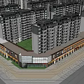 Modern Commercial Complex With Multi Storey Building Retail Units And Glass Facade 3d model