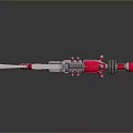 Futuristic Sci-Fi Weapon Red And Silver Mechanical Design With Detailed Components 3d model