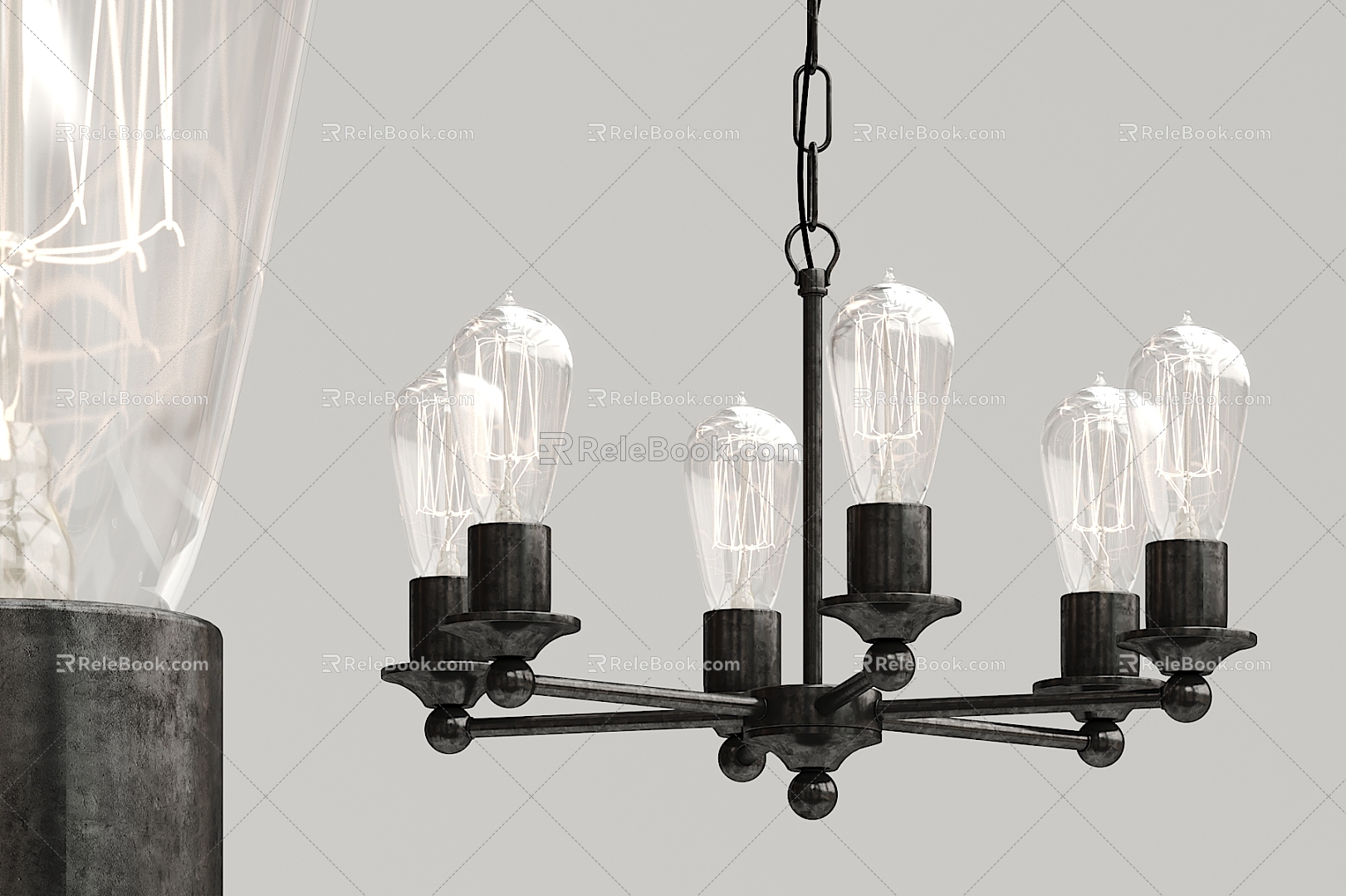 Industrial LOFT chandelier multi-head bulb chandelier 3d model