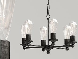 Industrial LOFT chandelier multi-head bulb chandelier 3d model