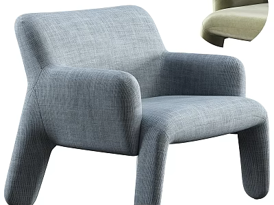 Modern Gray Upholstered Accent Chair With Armrest And Unique Leg Design 3d model