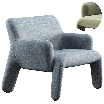 Modern Gray Upholstered Accent Chair With Armrest And Unique Leg Design 3d model