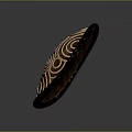Oval Artisanal Object With Carved Concentric Circle Patterns In Brown And Black 3d model