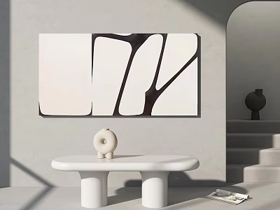 Modern abstract painting black and white abstract decorative painting 3d model