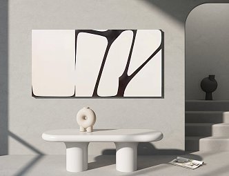 Modern abstract painting black and white abstract decorative painting 3d model