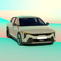 KIA Modern Car Front Design With Yellow Daytime Running Lights And Grille