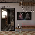 Modern Milk Tea Shop Interior With Hanging Lights Chalkboard Menu And Red Bench