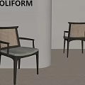 Poliform Modern Chairs With Wicker Backrest And Green Cushion Design 3d model
