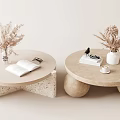 Modern Stone Coffee Tables With Geometric Spherical Bases Open Book Glasses Dried Flowers Radio Cup