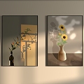 Living Room Decoration Hanging Painting Atmosphere Sunset Sunflower Hanging Painting 3d model