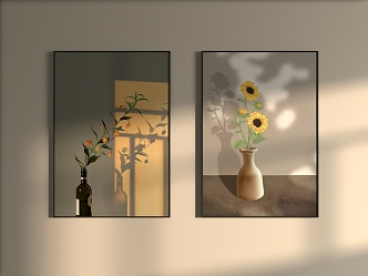 Living Room Decoration Hanging Painting Atmosphere Sunset Sunflower Hanging Painting 3d model