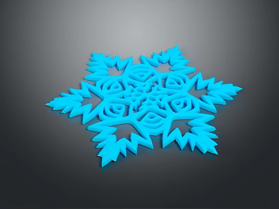 Blue 3D Sculpted Snowflake With Intricate Geometric Patterns On Black Background 3d model