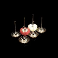 Red Black White Crystal Chandeliers With Tiered Cylindrical Design And Modern Style