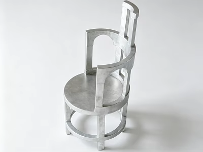 Modern Single Chair With Metal Frame Curved Armrests And Round Seat 3d model