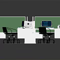 Modern Office Furniture Design With Green Partitions White Desks And Black Ergonomic Chairs