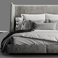 Elegant Modern Double Bed Interior Featuring Soft Pillows Linen Sheets And Minimalist Nightstand 3d model