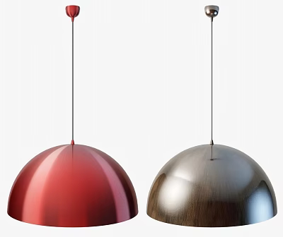 Red And Silver Dome Shaped Pendant Lights For Modern Home Decoration 3d model