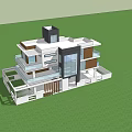 Modern Detached Villa With Glass Facade Balconies And Wooden Accents On Lawn