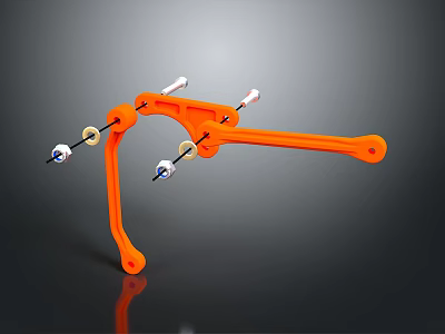 Orange Industrial Mechanical Equipment with Articulated Arms White Components and Adjustable Joints 3d model