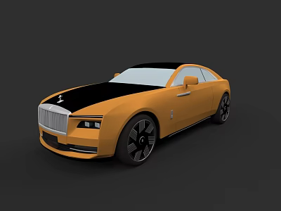 Yellow And Black Luxury Coupe Car With Distinctive Grille And Black Wheels 3d model