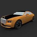 Yellow And Black Luxury Coupe Car With Distinctive Grille And Black Wheels