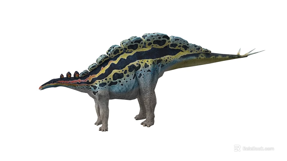 Colorful Stegosaurus Dinosaur With Spiked Back Plates And Ornate Head 3d model 